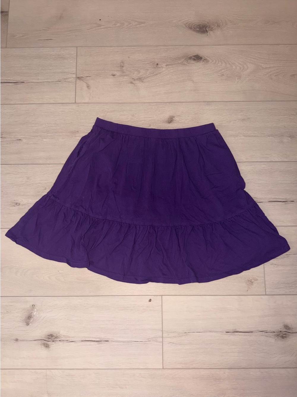 Lands' End Purple Tiered Skater Skirt with Shorts Underneath